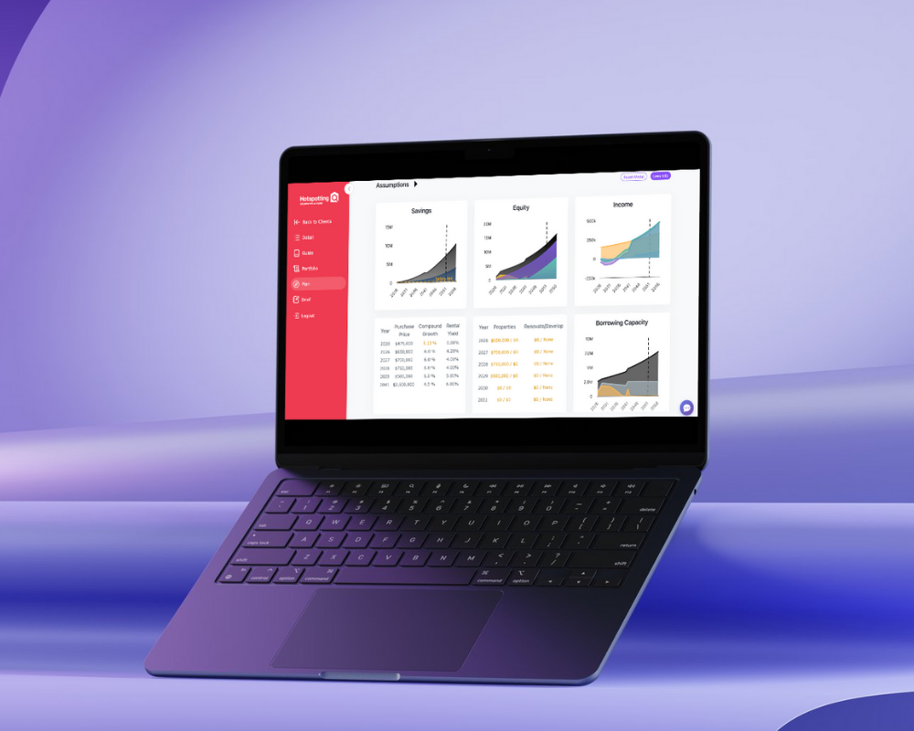 Portfolio planning dashboard on laptop